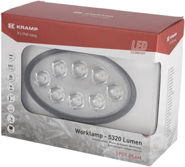 Pièces agricoles - Eclairage - Phare de travail LED, 56W, 5320lm, ovale, 10/30V, 160x129x68mm, Deutsch fiche, Spot, 8 LED
