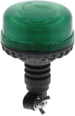 Pièces agricoles - Eclairage - Gyrophare LED, profil bas, 17 W, 12-24 V, verte, montage sur poteau flexible, Ø 115 mm x 179 mm