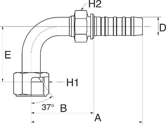 Pièces agricoles - Hydraulique - Racc. à sertir DN16-1"1/16 JIC 90°