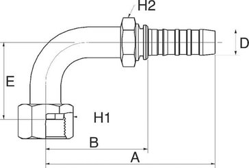 Pièces agricoles - Hydraulique - Racc. à sertir DN32-1"11/16SAE 90°