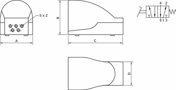 Pièces agricoles - Pièce pneumatique - Vanne 5/2 à pédale 1/4"