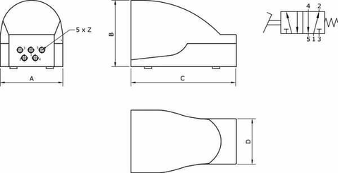 Pièces agricoles - Pièce pneumatique - Vanne 5/2 à pédale 1/4"