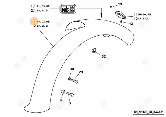 Pièces agricoles - Cabine et structure - garde-boue/aile - dx/rh/re