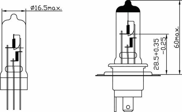 Pièces agricoles - Eclairage - Ampoule 12V 60/55W H4