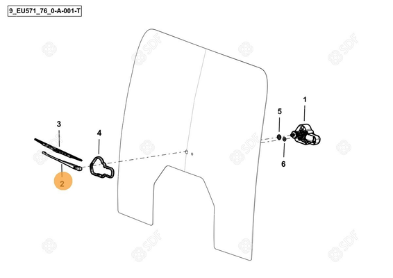 Pièces agricoles - Cabine et structure - WIPER ARM L=350 Deutz-Fahr origine