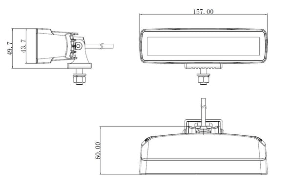 Pièces agricoles - Eclairage - Lampe de travail indirecte LED, 30W, 2880lm, rectangulaire, 12/24V, blanc, 157x49,7x60mm prise Deutsch, faisceau étroit, 6LED