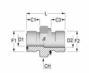 Pièces agricoles - Hydraulique - Nipple 1" ORFS x M22x1,5