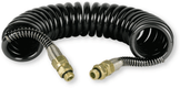 Flexible spiralé noir pneumatique polyuréthane avec adaptateurs 16x150 longueur 4m étirement max 4,8m 24 spires de diamètre 80mm