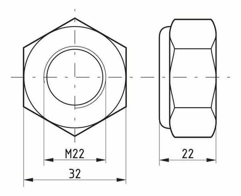 Pièces agricoles - Fasteners - Ecrou hexagonal autobloquant à bague nylon DIN985 M22x2.50 Kramp