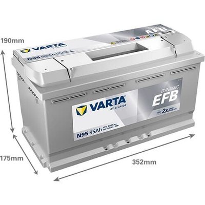 Pièces agricoles - Eclairage - Battery 12V 95Ah 850A N95 VARTA Dynamic EFB