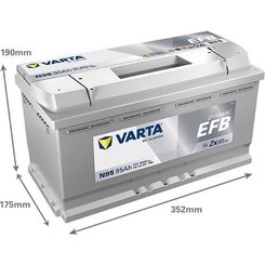 Pièces agricoles - Eclairage - Battery 12V 95Ah 850A N95 VARTA Dynamic EFB