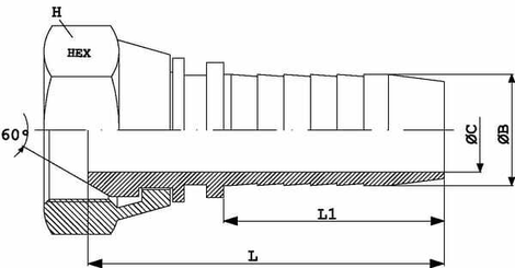 Pièces agricoles - Hydraulique - Raccord à sertir DN08-3/8 BSP inox