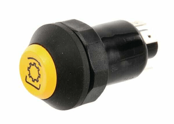 Pièces agricoles - Electricité - Interrupteur poussoir, PTO, rond, jaune