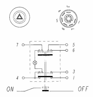 Pièces agricoles - Electricité - Interrupteur poussoir, feux de détresse, rond, rouge