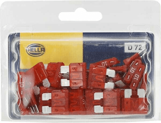 Pièces agricoles - Electricité - Fusible lame standard 32V 10A longueur 18,6mm rouge pack 50x Hella
