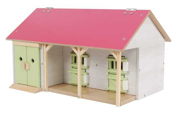 Loisirs - Jouets - Étable pour chevaux avec 2 boxes, rose, 1:32