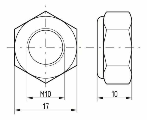 Pièces agricoles - Fasteners - Ecrou hexagonal autobloquant à bague nylon DIN985 M10x1.50 Kramp