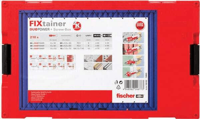 Pièces agricoles - Fasteners - FixTainer Chevilles tous matériaux DuoPower avec vis / Boite de 105