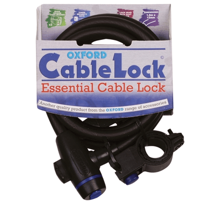 Pièces Quad & Motos - Transport - Garage - Paddock - Cable antivol OXFORD Cablelock - 1,5m x 25mm fumé