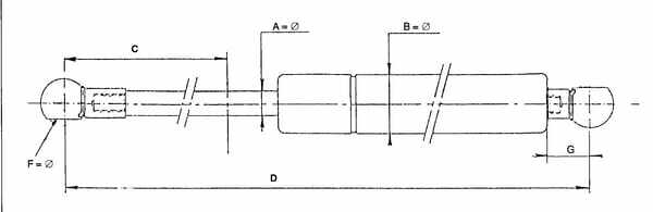 Pièces agricoles - Pièce divers - Vérin à gaz L536mm-180N Stabilus