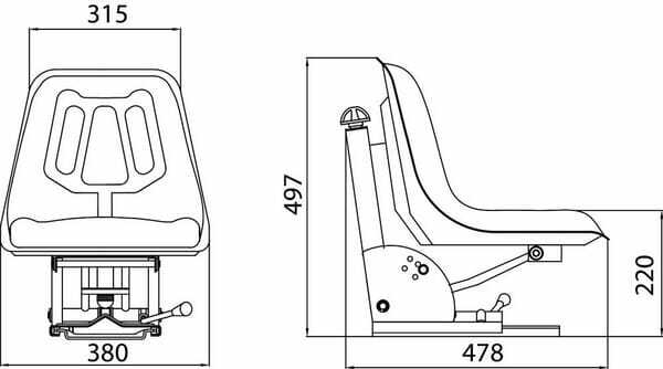 Pièces agricoles - Pièce divers - Siège à suspension mécanique, Jaune, PVC