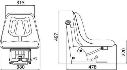 Pièces agricoles - Pièce divers - Siège à suspension mécanique, Jaune, PVC