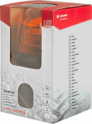 Pièces agricoles - Eclairage - Gyrophare LED, 24W, 12-24V, ambre, montage sur poteau flexible, Ø 128mm x215mm, Kramp