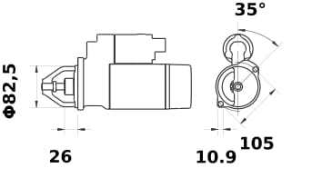 Pièces agricoles - Eclairage - Démarreur 12V 2,6kW, 9-dents CW, Mahle