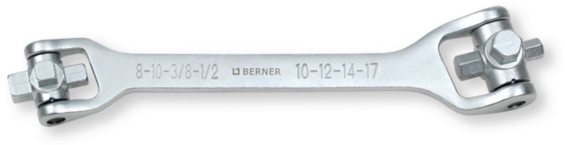Outils - Outils divers - Clé de vidange 8 empreintes mâles sur 2 têtes rotatives pour bouchons avec carré femelle 8-10-3/8"-1/2" et hexagonaux femelles 1