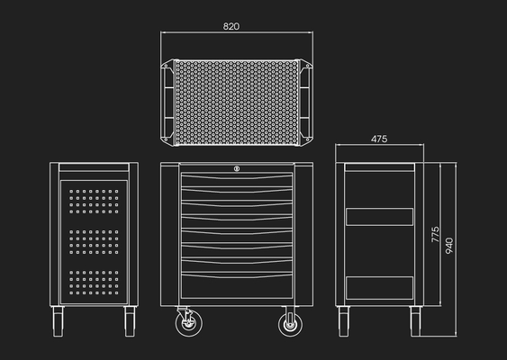 Outils - Outils divers - Servante d'atelier 8 tiroirs série Bumper : grise