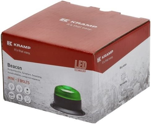 Pièces agricoles - Eclairage - Gyrophare LED, profil bas, 15 W, 12-24 V, vert, à visser, Ø 86 mm x 67 mm