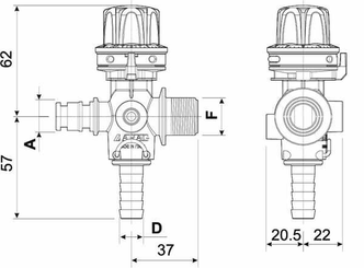 Pièces agricoles - Pièce Pulvérisateur - Régulateur de pression 1/2"x13 mm embout