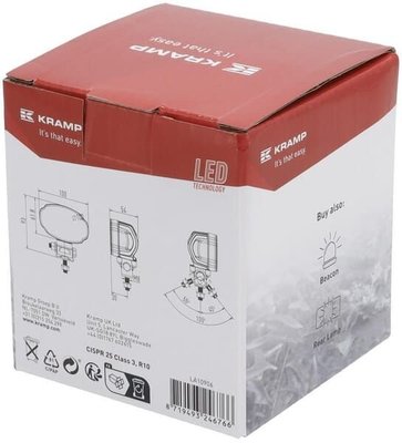 Pièces agricoles - Eclairage - Phare de travail LED, 20W, 3000lm, ovale, blanche, 100x54x93mm, Deutsch 2 broches, inondation, Kramp (boîte de 10 pièces)