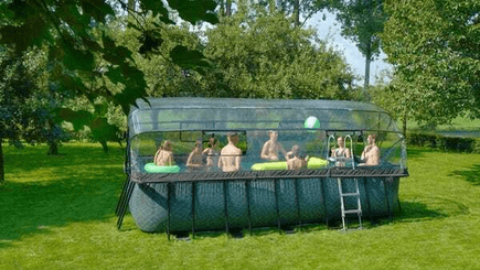 Loisirs - Jouets - Piscine hors-sol 540x250x122cm (filtre à sable 12v) gris pierre + dôme