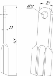 Pièces agricoles - Aménagements paysagers - Lame de gyrobroyeur 75x315 /Howard