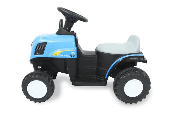 Loisirs - Jouets - Tracteur à enfourcher New Holland avec remorque bleu 6V