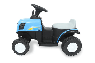 Loisirs - Jouets - Tracteur à enfourcher New Holland avec remorque bleu 6V