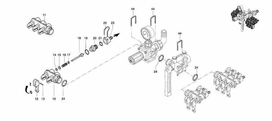 Pièces agricoles - Pièce Pulvérisateur - Vanne à sections ECM 2