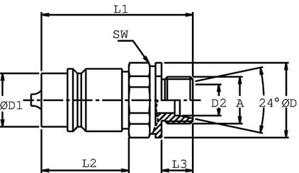 Pièces agricoles - Hydraulique - Nipple mâle 1/2-M22x1,5-14S