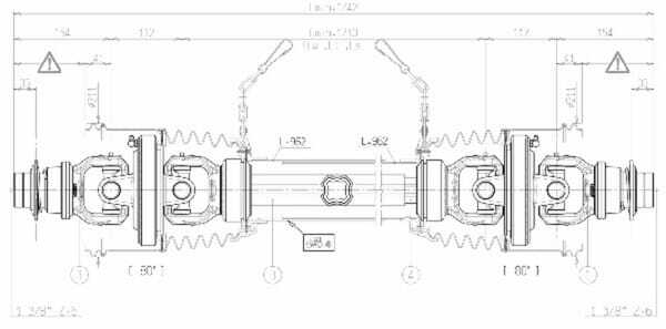 Pièces agricoles - Transmission - Arbre de transmission grand angle S6 L : 1210mm, Bondioli&Pavesi