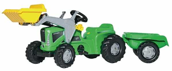 Loisirs - Jouets - Tracteur à pédales avec chargeur frontal et remorque, Futura, vert, à partir de 2,5 ans, rollyKiddy by Rolly Toys
