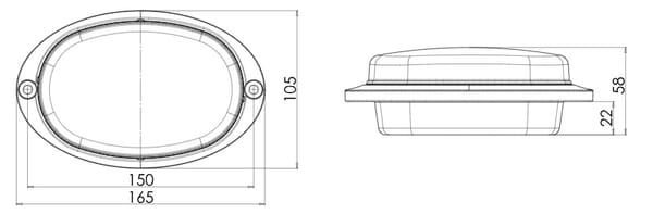 Pièces agricoles - Eclairage - Feu avant multifonction LED, ovale, 12-24V, 136,4x91x40mm