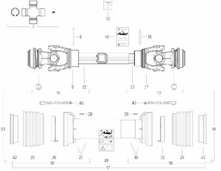 Pièces agricoles - Transmission - Arbre de transmission S0 L : 1210mm, Bondioli&Pavesi