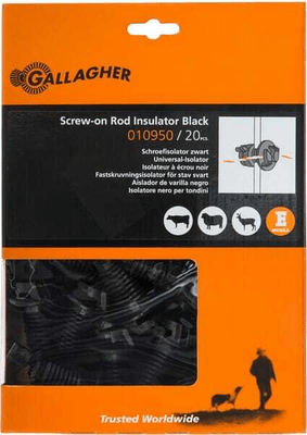 Pièces agricoles - Cloture,Jardin & Sylviculture - Isolateur universel ø4-10 mm noir (20)