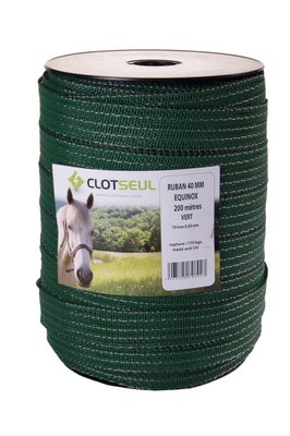 Pièces agricoles - Cloture,Jardin & Sylviculture - RUBAN EQUINOX 40 mm 200 M VERT- 10 INOX 0.40