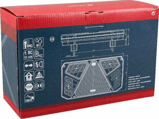 Pièces agricoles - Eclairage - Feu arrière LED rectangle gauche 12-24V, 242x134x36.5mm, Kramp