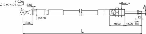 Pièces agricoles - Hydraulique - Câble avec rotule 3500 mm