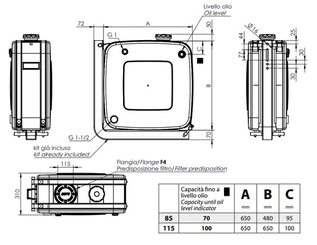 Pièces agricoles - Hydraulique - Réservoir 115L 650x650 + Kit Monosupport