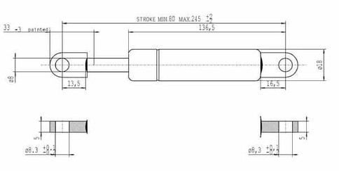 Pièces agricoles - Pièce divers - Vérin à gaz L245-600N Stabilus