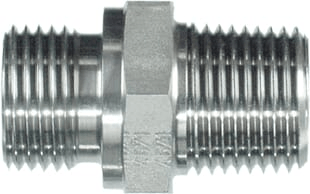 Pièces agricoles - Hydraulique - Raccord droit M 1/4" BSP x 3/8" NPT SS